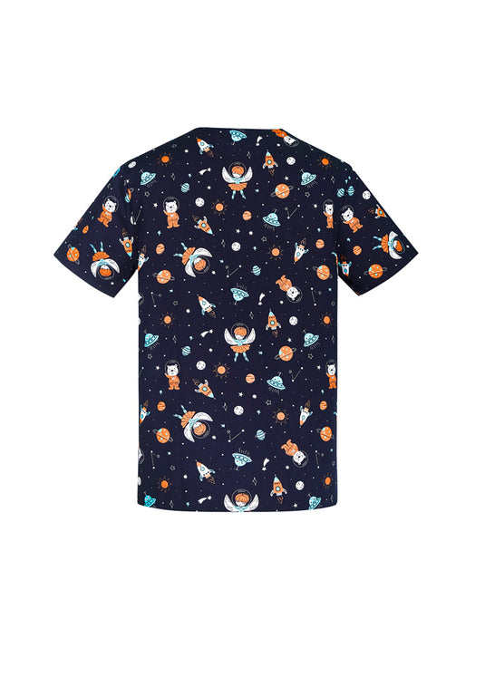 CST148MS BizCollection Mens Printed Space Party Scrub Top