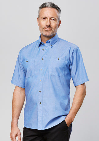 Load image into Gallery viewer, SH113 BizCollection Mens Chambray Short Sleeve Shirt
