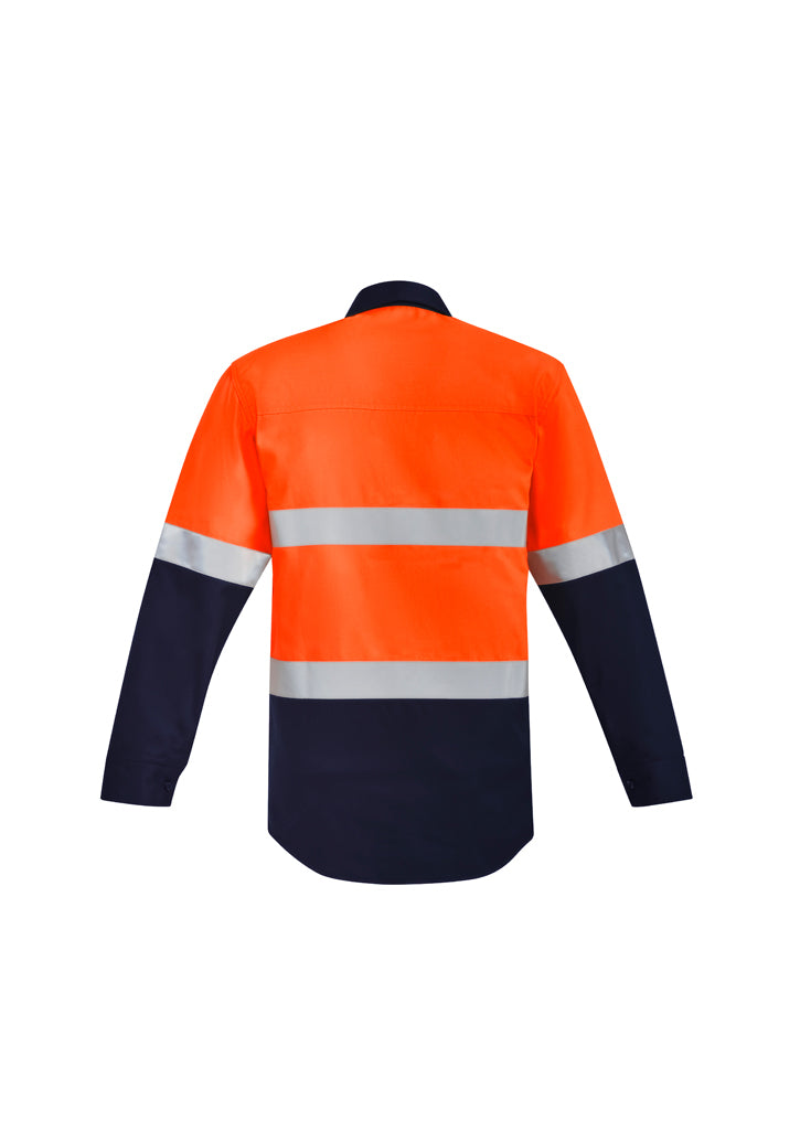 Load image into Gallery viewer, ZW143 Syzmik Mens Orange Flame Hi Vis Closed Front Shirt - Hoop Taped
