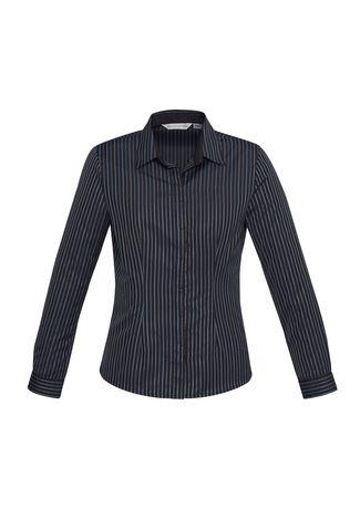 S415LL BizCollection Reno Ladies Stripe Long Sleeve Shirt