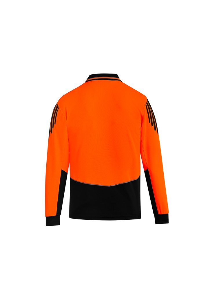 Load image into Gallery viewer, Syzmik ZH310 Hi-Vis Flux Longsleeve Polo Shirts orange black back
