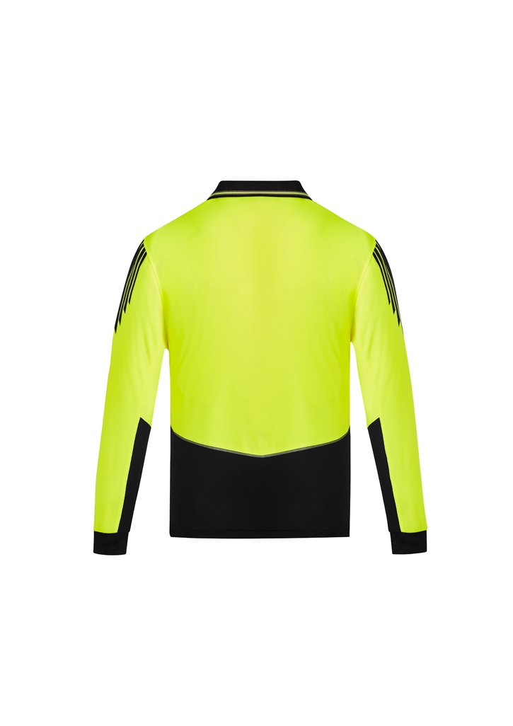 Load image into Gallery viewer, Syzmik ZH310 Hi-Vis Flux Longsleeve Polo Shirts Yellow Black Back
