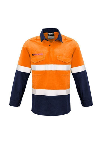 ZW133 Syzmik FR Closed Front Hooped Taped Spliced Shirt Hi Vis
