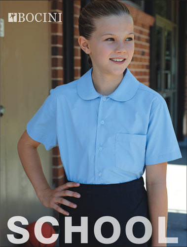 CS1405 Girls Peter Pan Collar Short Sleeve School Shirt