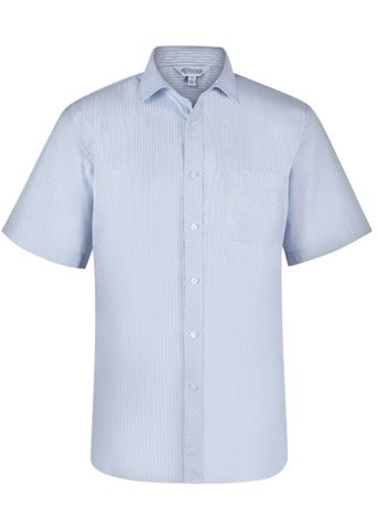 Wholesale 1906S Aussie Pacific Mens Bayview Wide Stripe Short Sleeve Shirt Printed or Blank