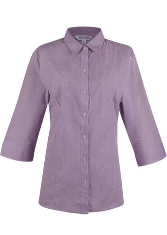 Wholesale 2901T Aussie Pacific Ladies Toorak Check 3/4 Sleeve Shirt Printed or Blank