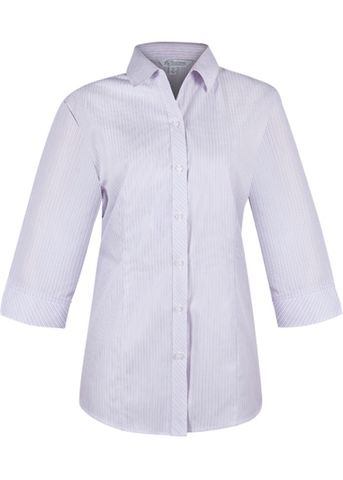 Load image into Gallery viewer, Wholesale 2906T Aussie Pacific Ladies Bayview Wide Stripe 3/4 Sleeve Shirt Printed or Blank
