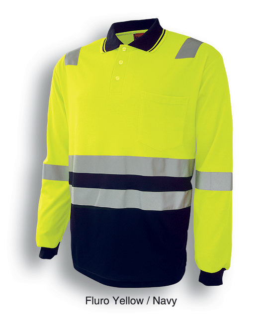 SP0537 Unisex Adults Hi-Vis Polyface / Cotton Back Polo With Reflective Tape