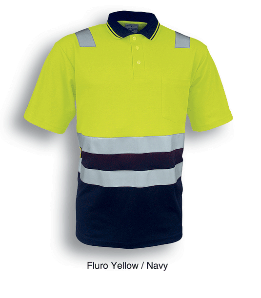 SP0539 Unisex Adults Hi-Vis Polyface / Cotton Back Polo With Reflective Tape