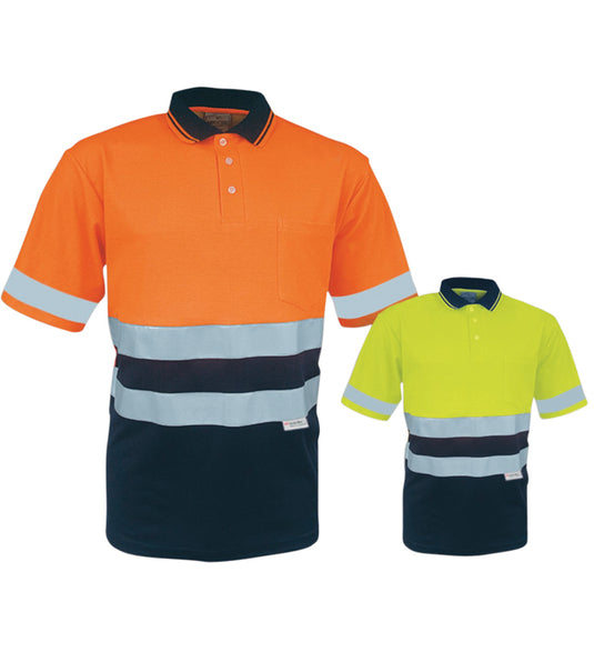 SP1249 Unisex Adults Hi-Vis Polyface / Cotton back Polo With 3M Reflective Tape