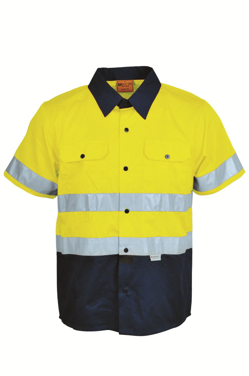 Load image into Gallery viewer, SS1231 Unisex Adults Hi-Vis S/S Cotton Drill Shirt With Reflective Tape
