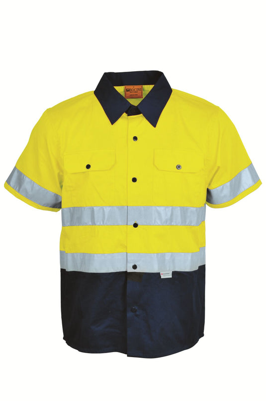 SS1231 Unisex Adults Hi-Vis S/S Cotton Drill Shirt With Reflective Tape