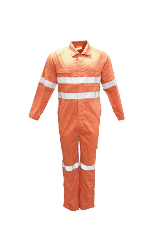 WO0683 Unisex Adults Hi-Vis Cotton Drill Overall With X Pattern Reflective Tape